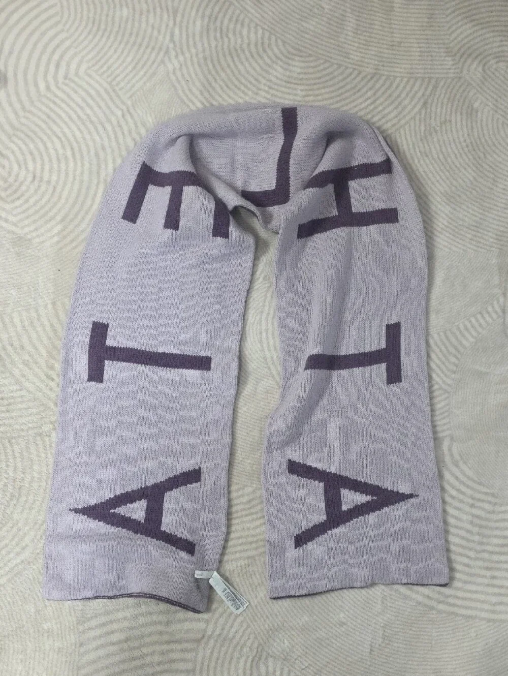 Athleta Cashmere Blend Lavender Knit Logo Scarf